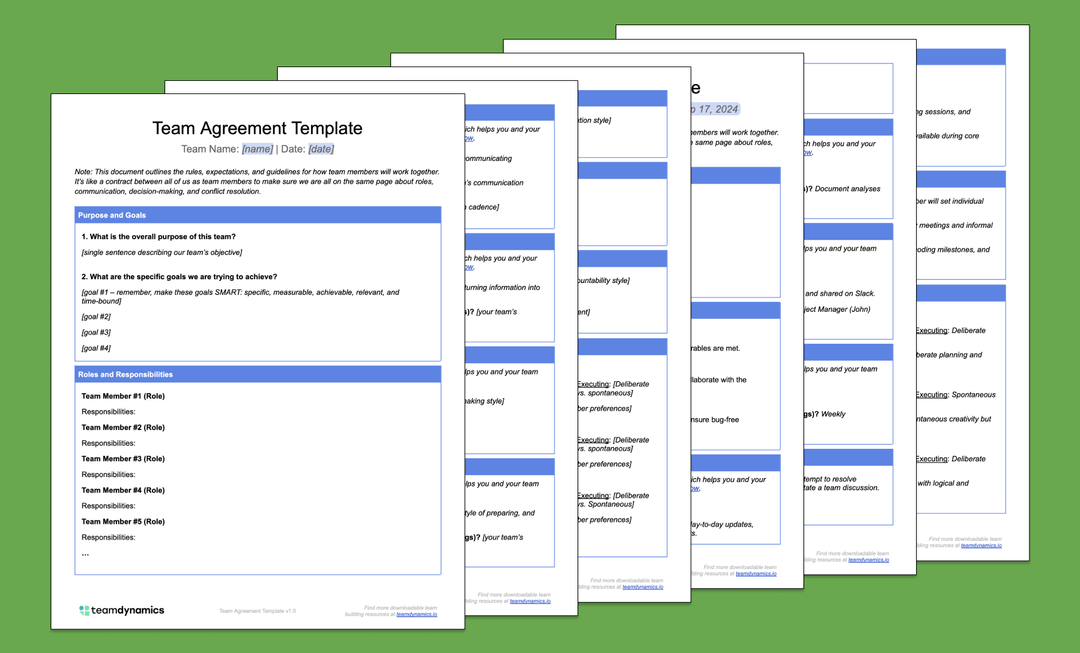 Team Agreement Template and Examples | Free Team Building Template