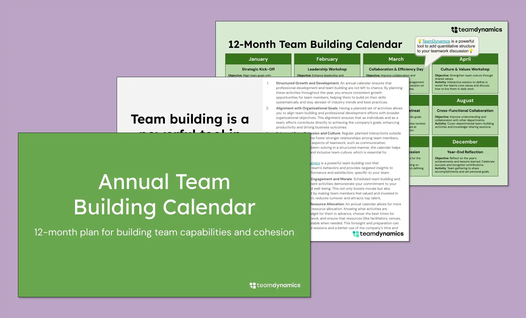 Team Building Calendar Template