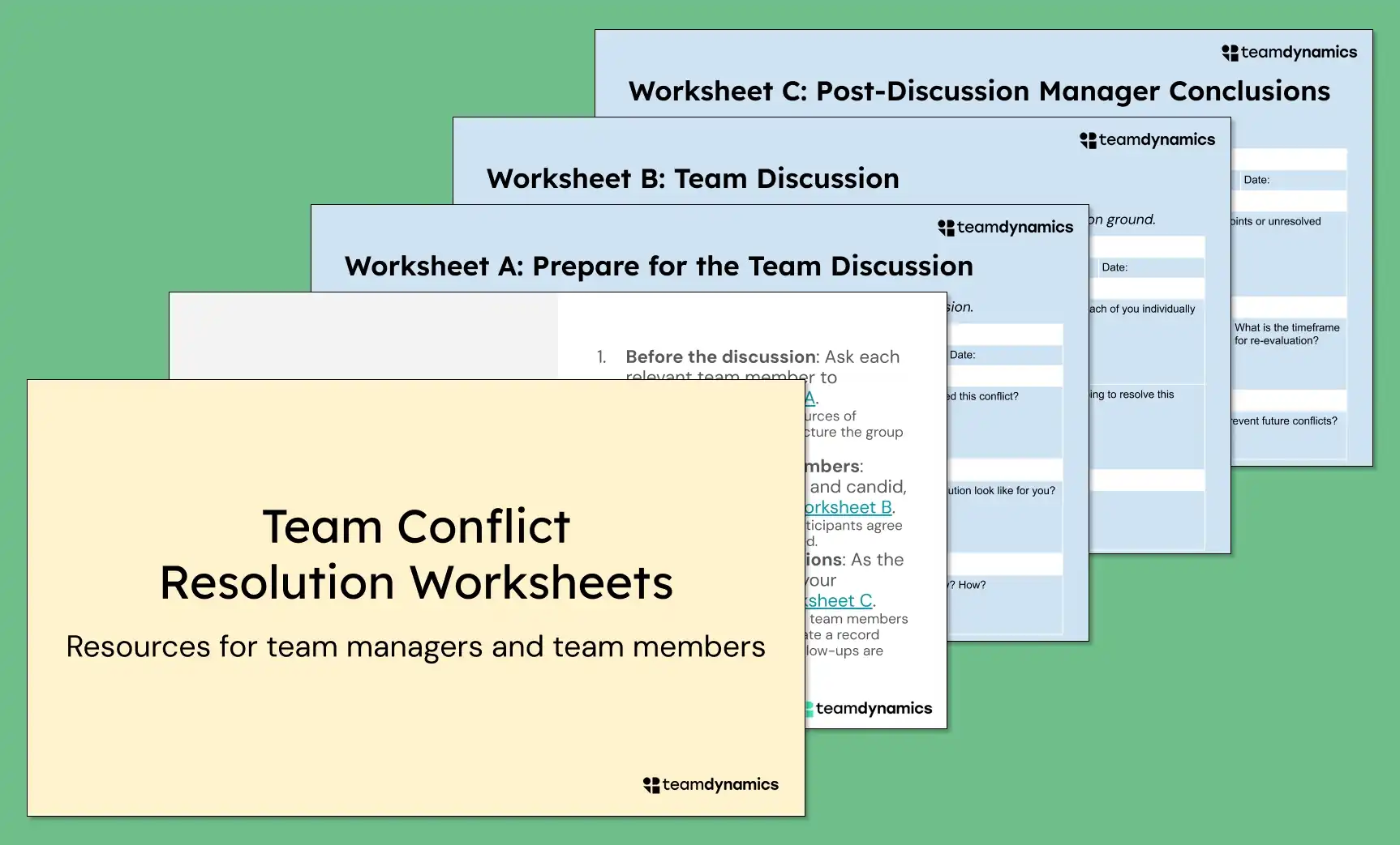 Team Conflict Resolution Worksheet Templates