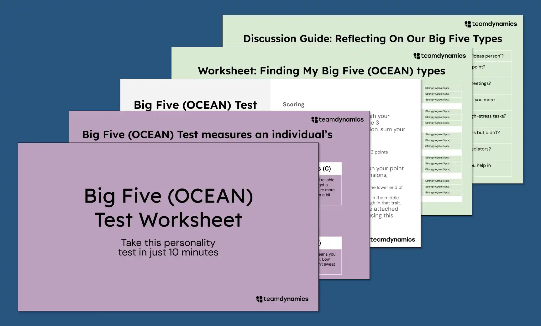 Big Five (OCEAN) Personality Test Team Worksheet
