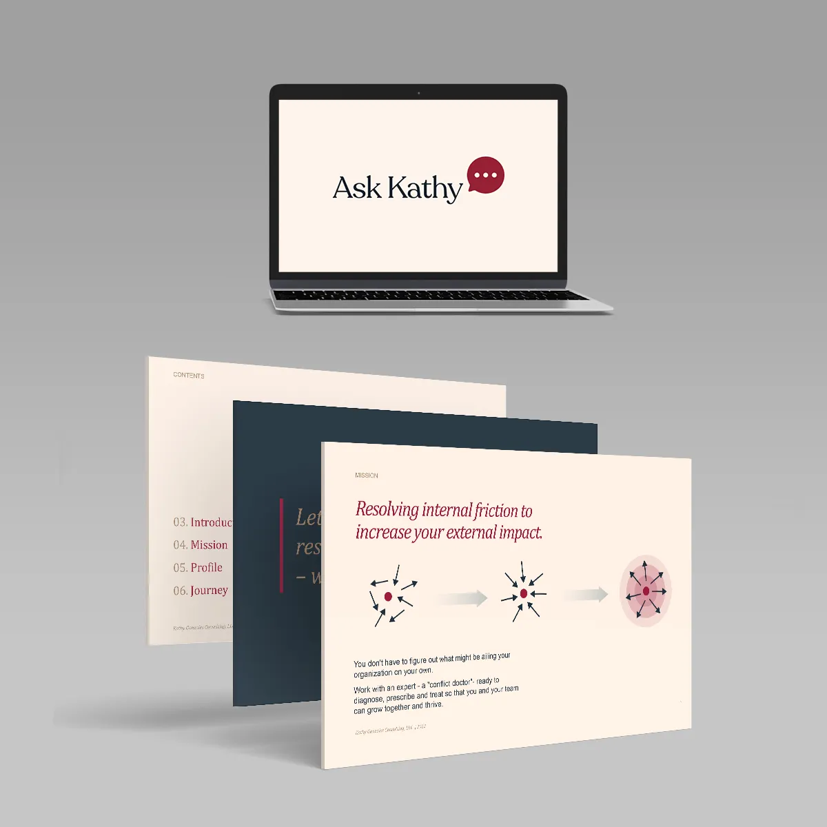 Designer on Board - Kathy Gonzales  Capabilities pitch desk design
