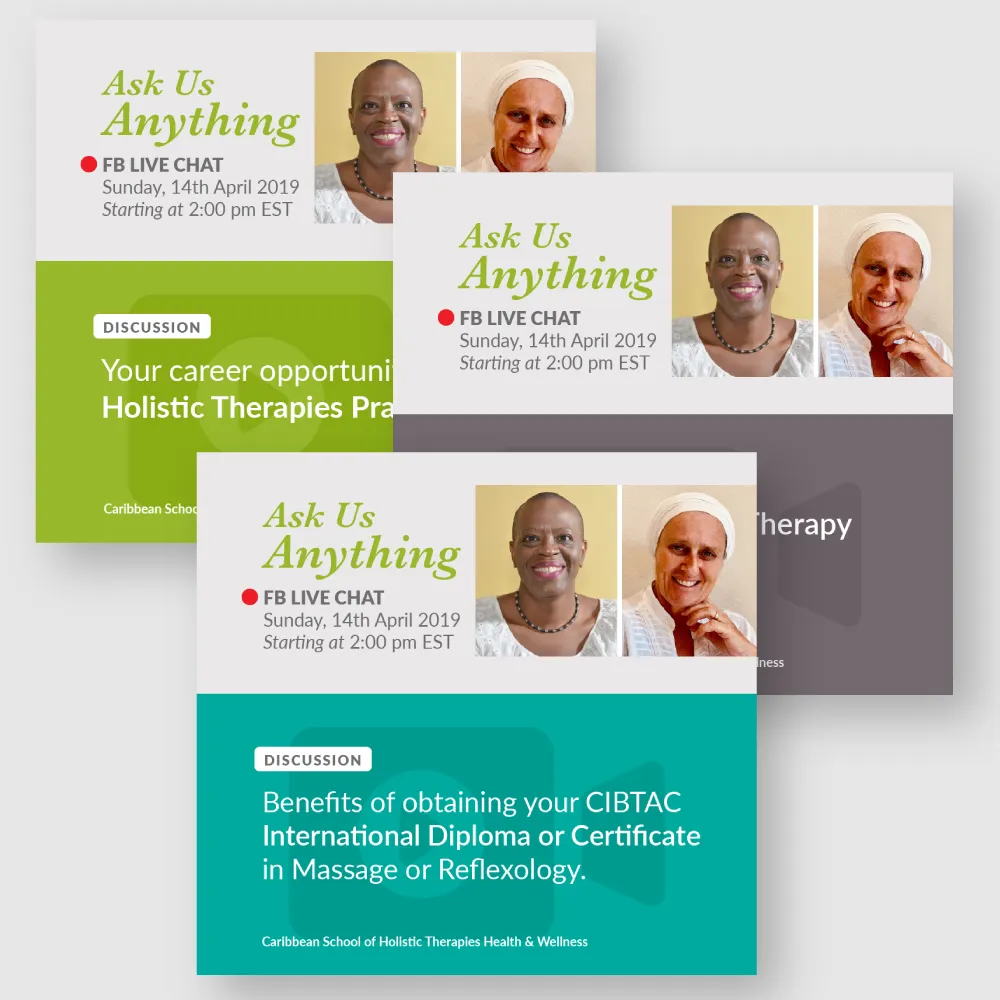 Caribbean School of Holistic Therapies webinar series branding 