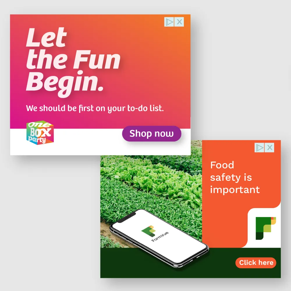 Designer on Board - Digital ads - FarmVue App - One Box Party 