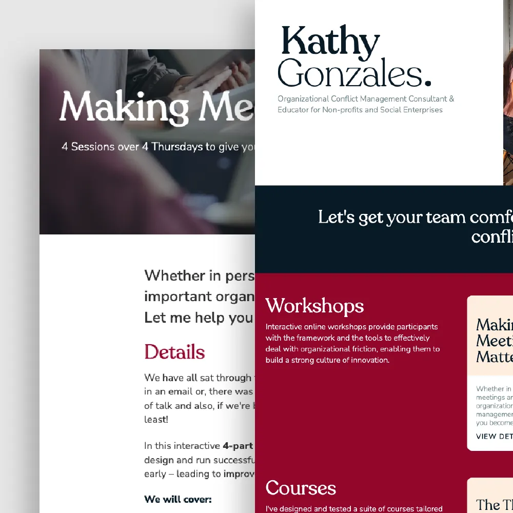 Screenshot of website design for Kathy Gonzales Consulting 