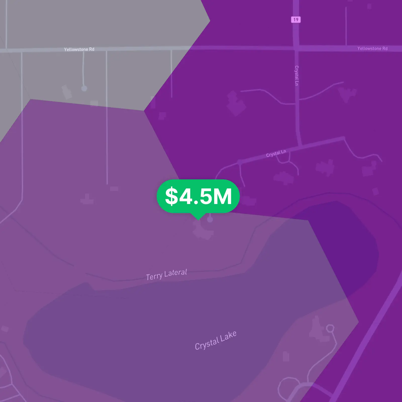 Real estate listing overlayed with cellular coverage.