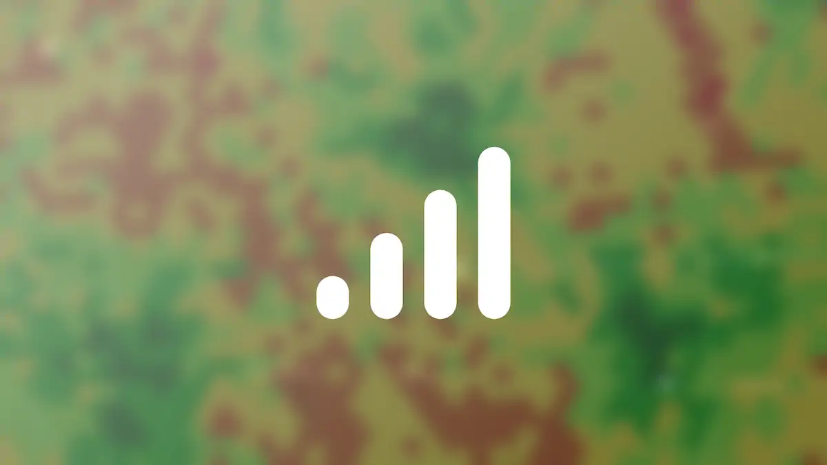 Icon of phone signal bars overlayed  a heat map of cellular coverage.