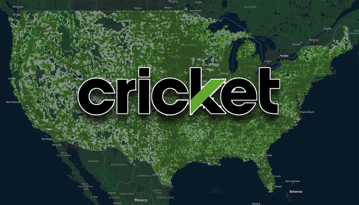 Cricket Wireless logo overlayed on map of the United States