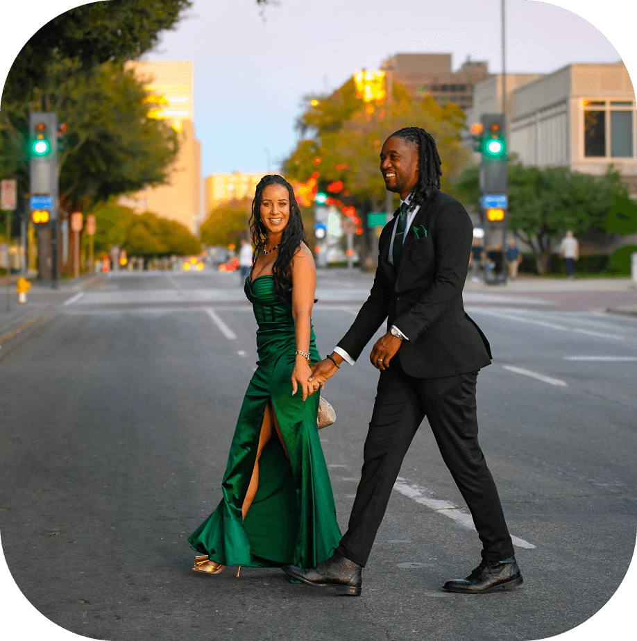 man and woman holding hands