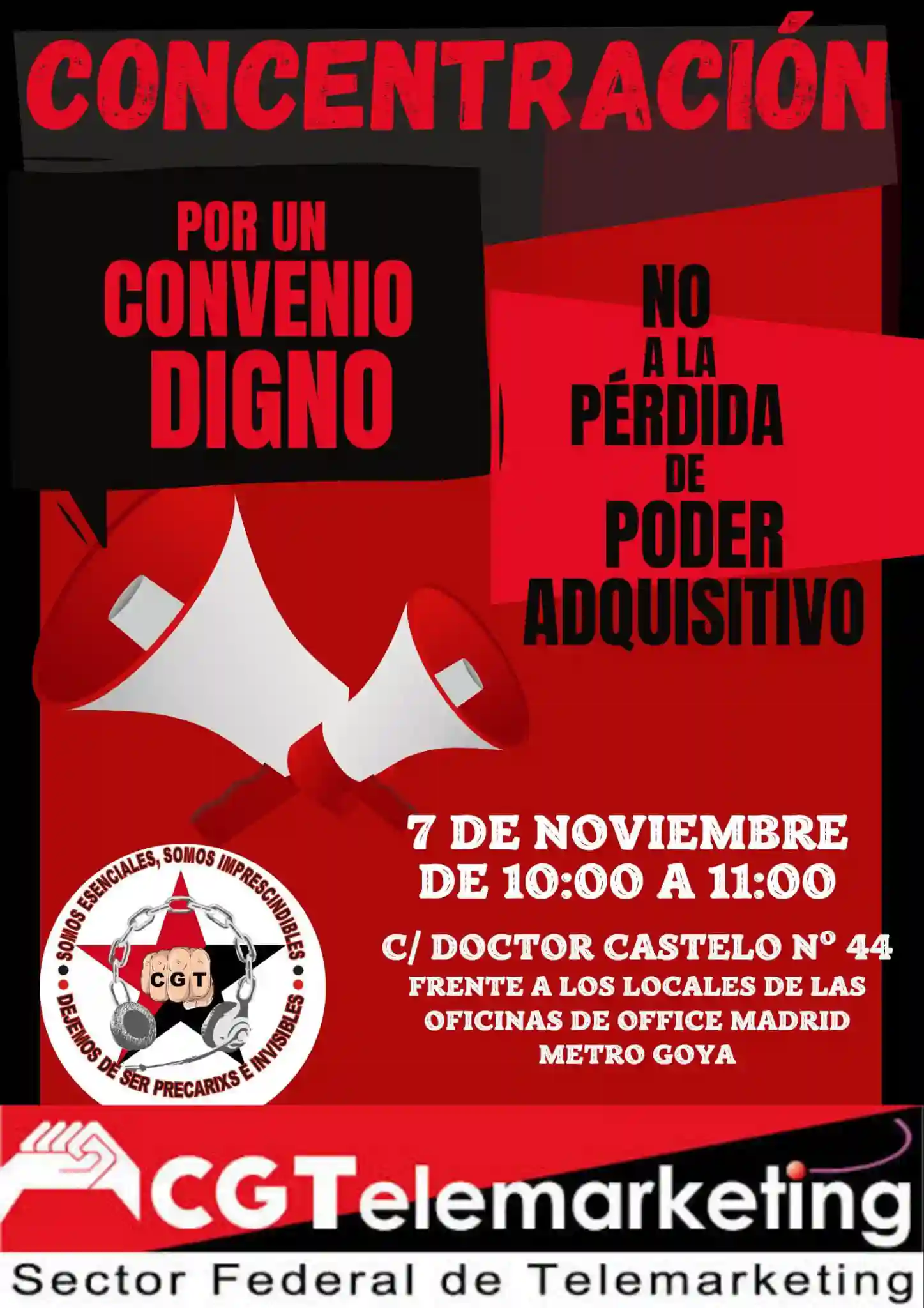 Cartel concentración convenio digno telemarketing