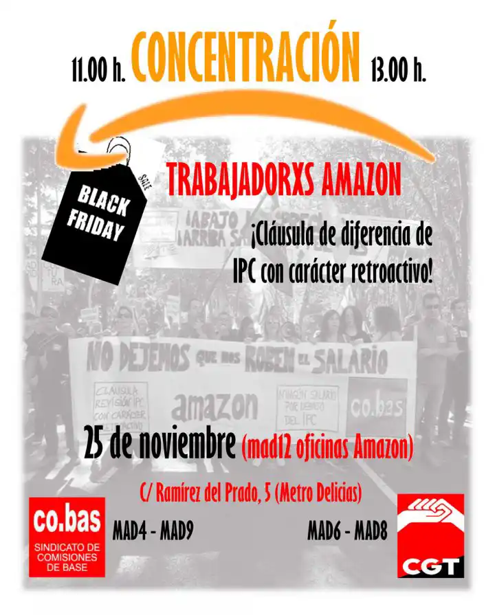 Cartel concentración trabajadores Amazon
