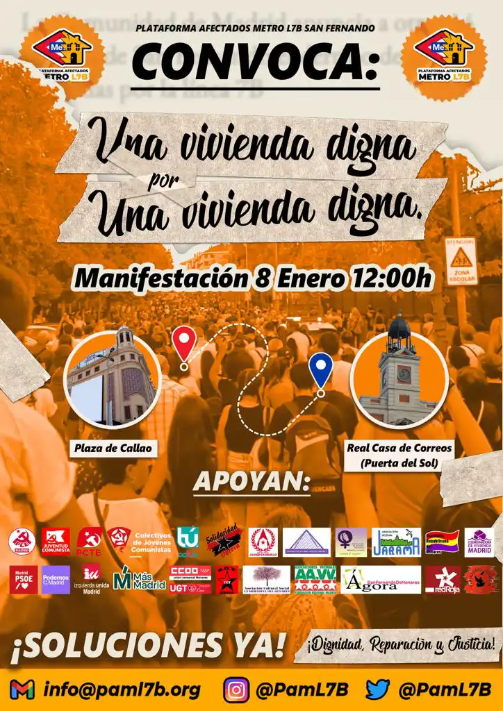 Cartel manifestación afectados obras del metro