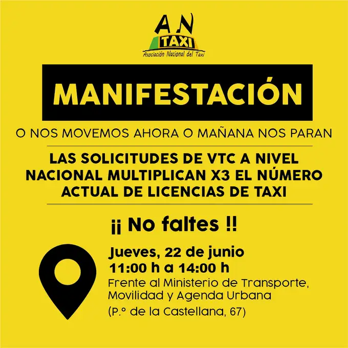 Cartel manifestación taxistas Madrid