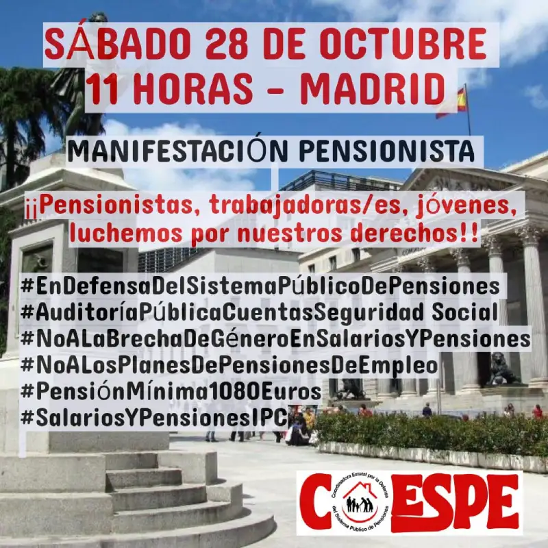 Manifestación Defiende tus Pensiones Madrid COESPE