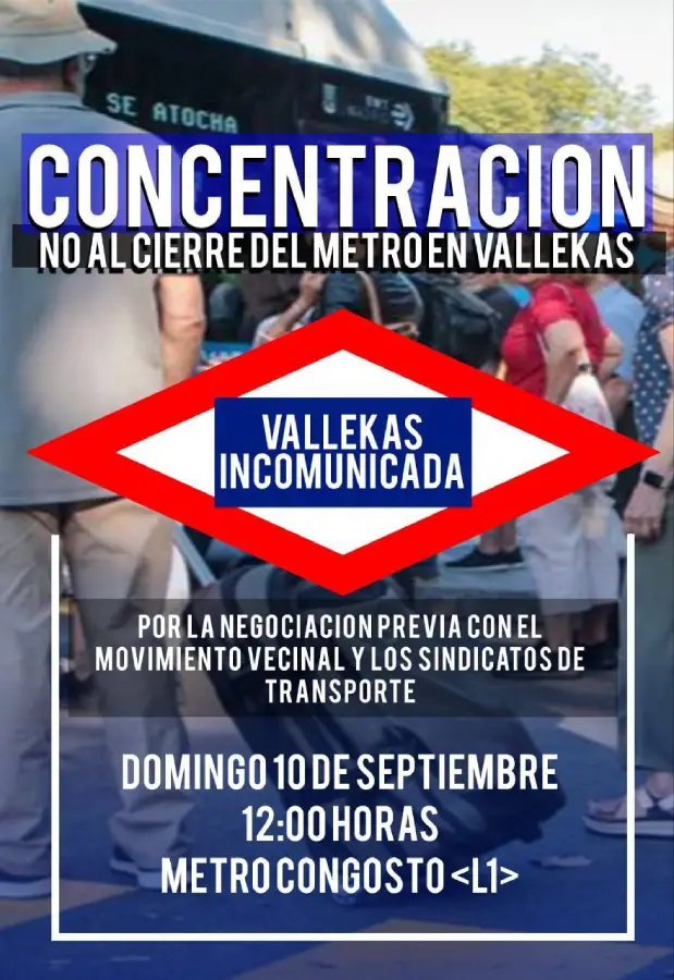 Cartel concentración contra supresión parada de metro