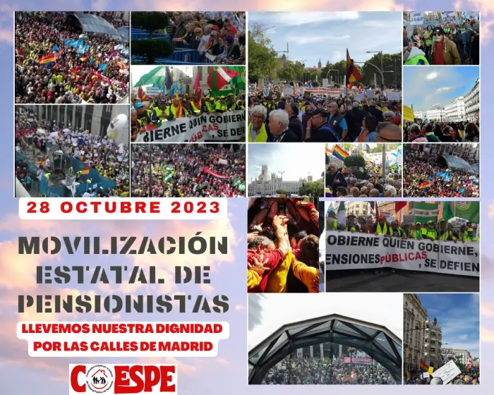 Cartel manifestación para defender las pensiones 
