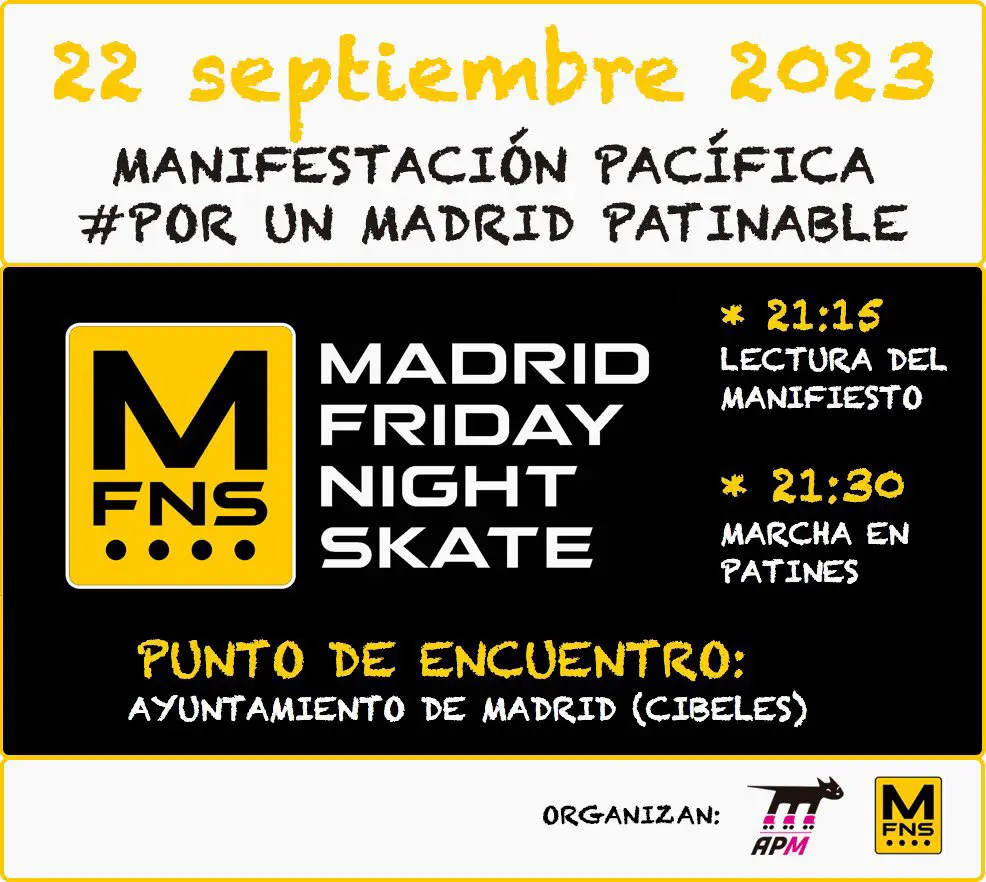 Cartel manifestación de patinadores en Madrid