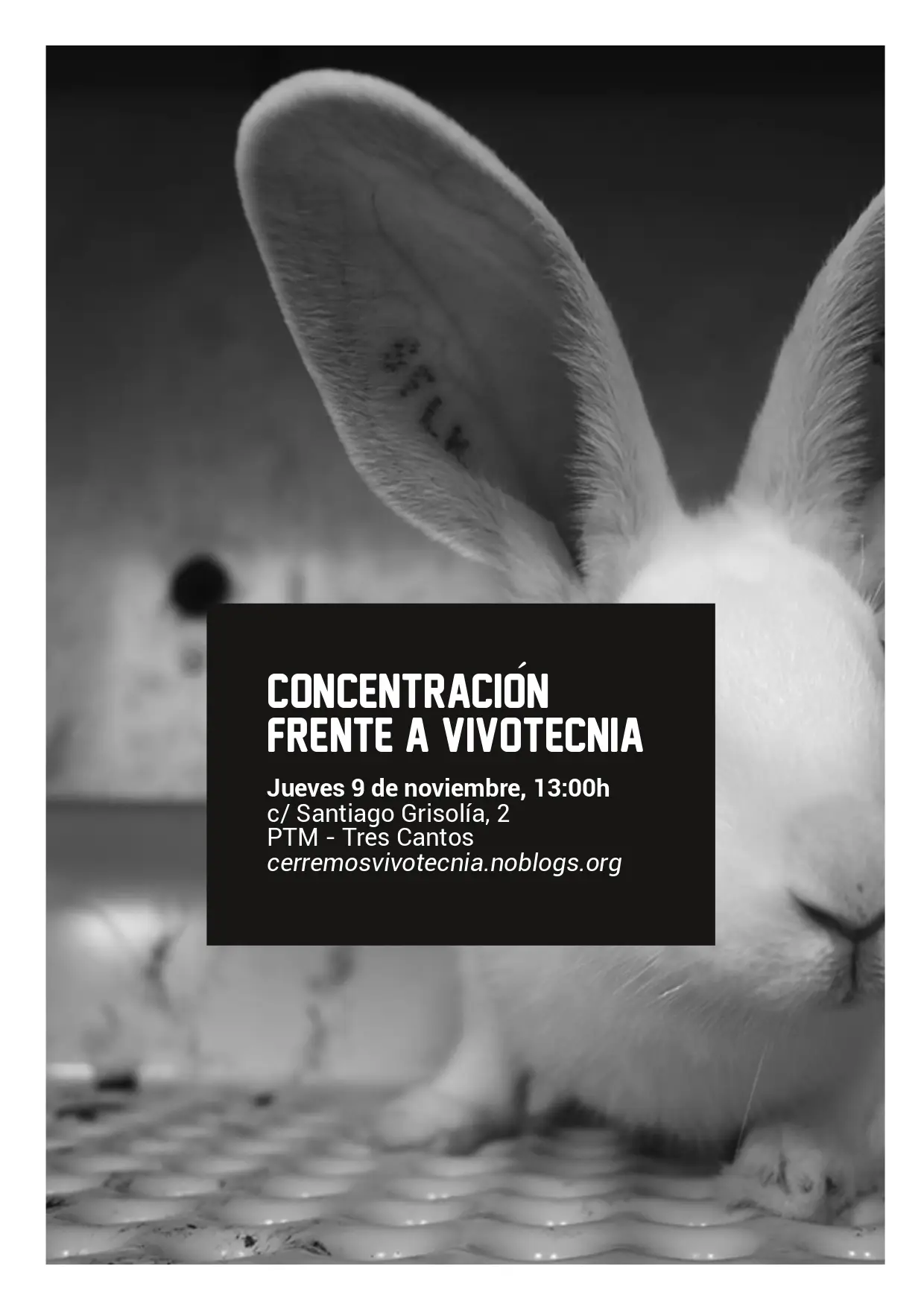 Cartel concentración animalista frente a la empresa Vivotecnia 