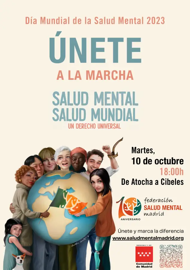 Cartel de la manifestación en Madrid por el Día Mundial de la Salud Mental 