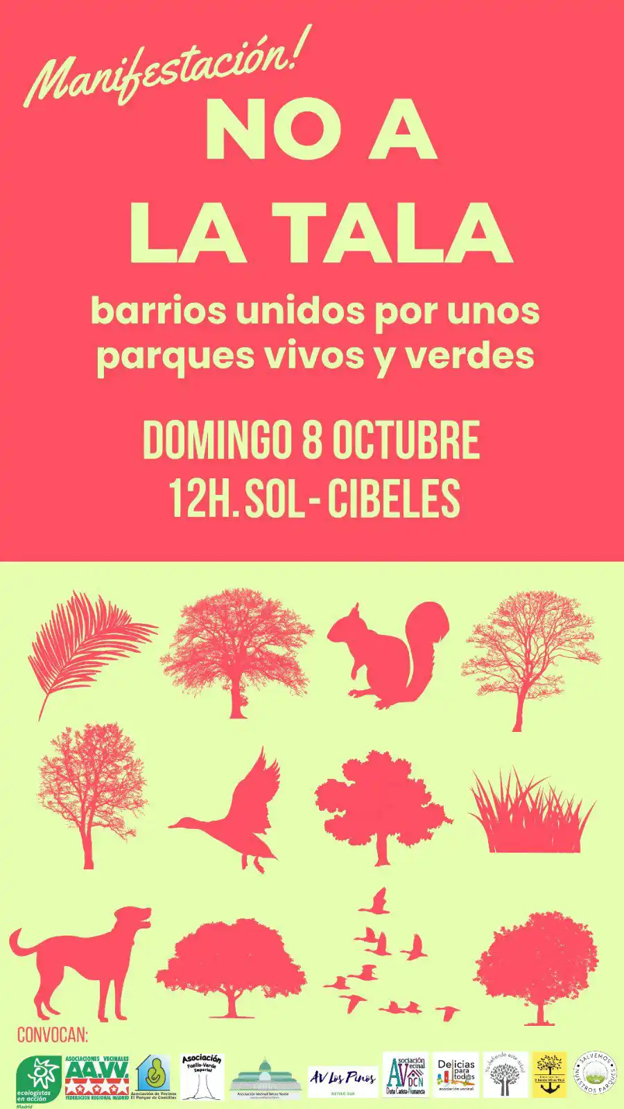 Cartel del movimiento vecinal No a la Tala en Madrid por una ciudad más verde