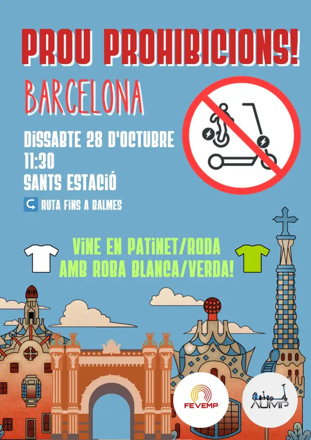 Cartel manifestación vehículos de movilidad personal contra medidas DGT