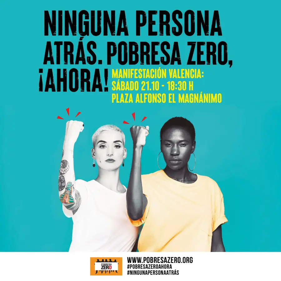 Cartel manifestación Pobresa Zero valencia