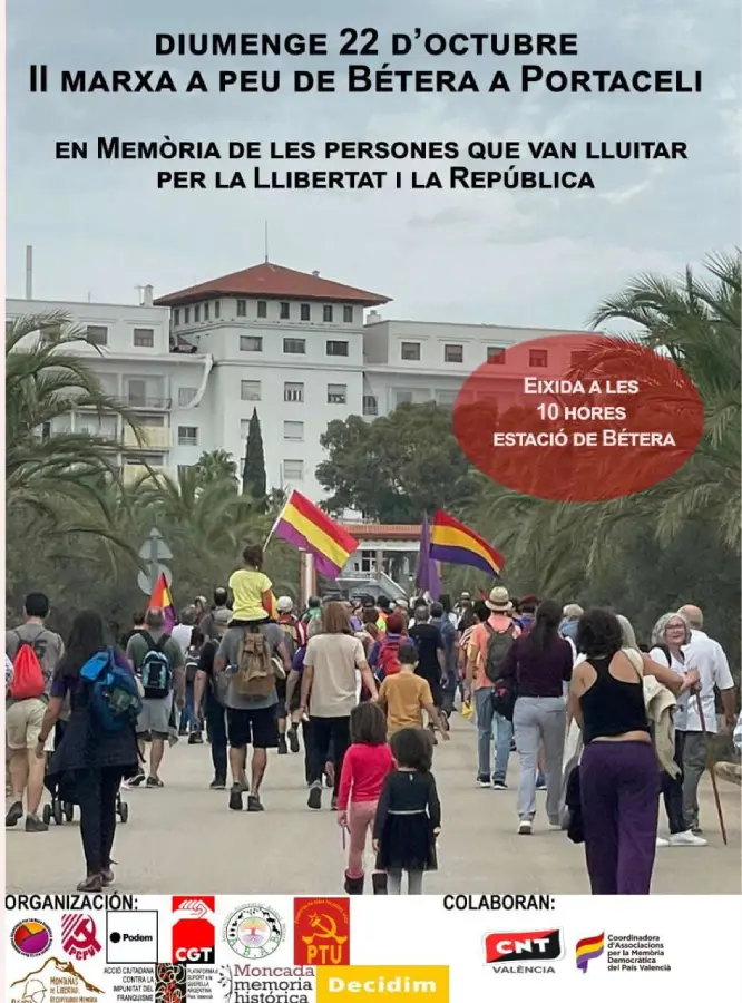 Cartel Marcha a Pie por la memoria histórica en Bétera