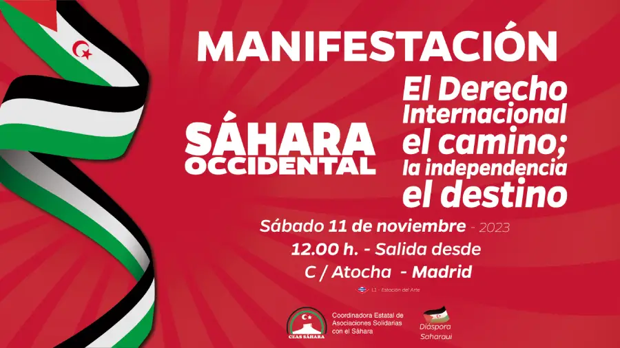 Cartel Manifestación 11 de noviembre Sáhara Occidental en Madrid