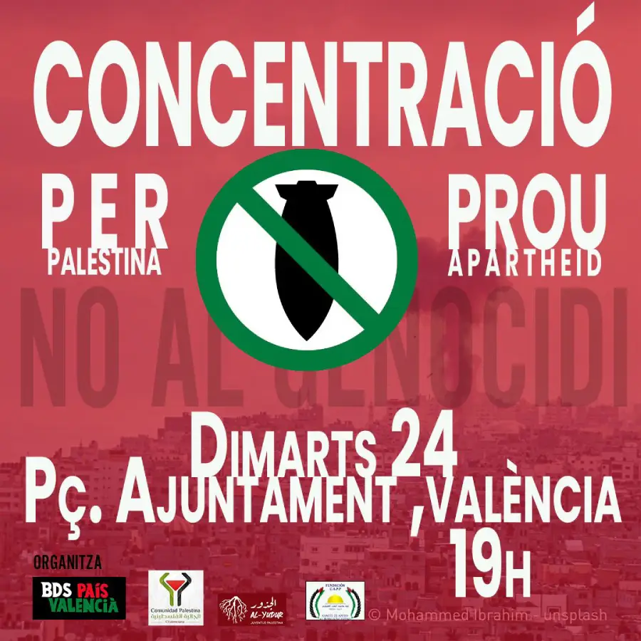 Cartel Concentració per palestina en Valencia