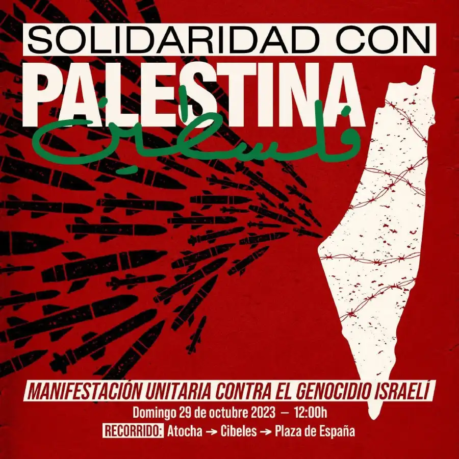 Cartel manifestación unitaria en Madrid en solidaridad con Palestina