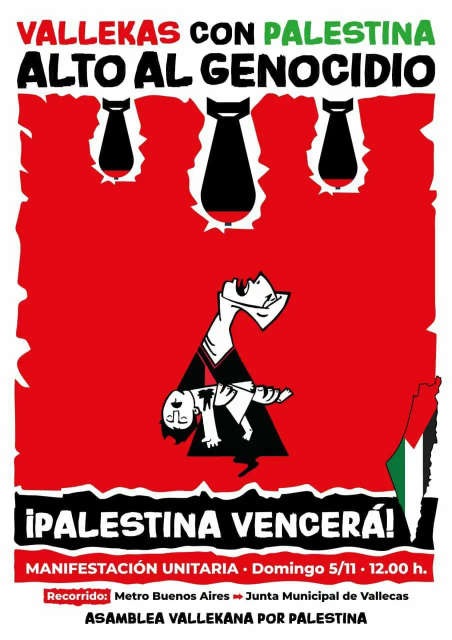 Cartel de la Asamble Vallekana por Palestina manifestación 5N