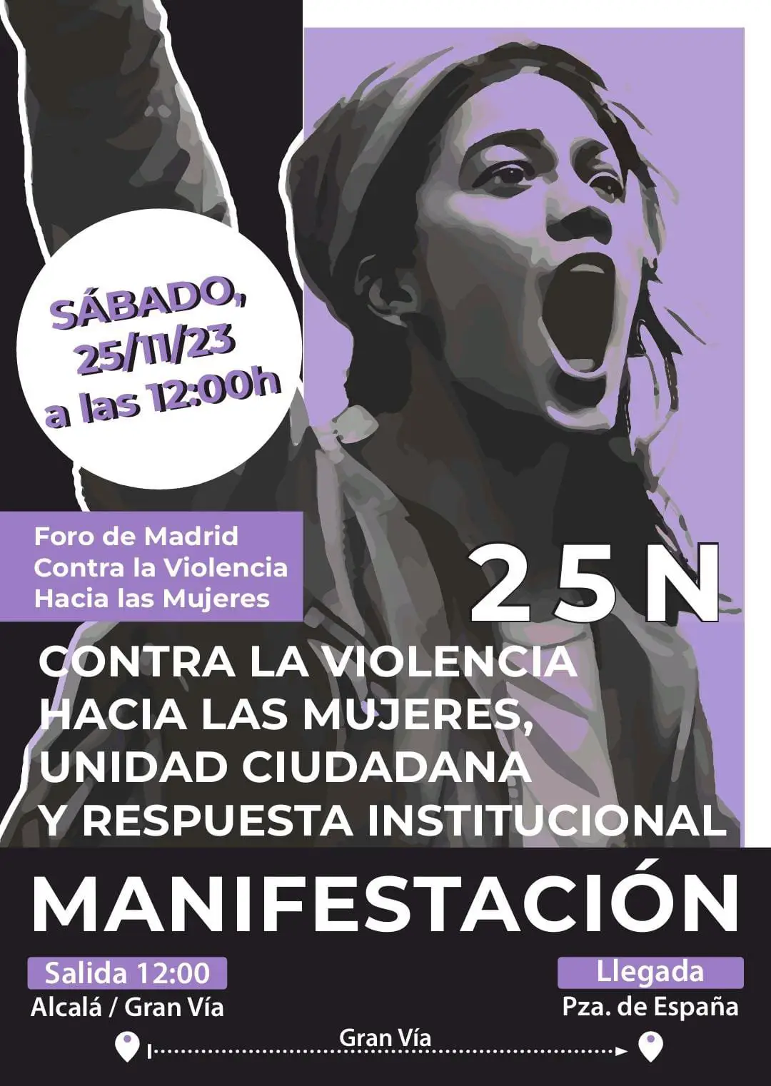 Cartel 25N Madrid Manifestación contra la violencia hacia las mujeres