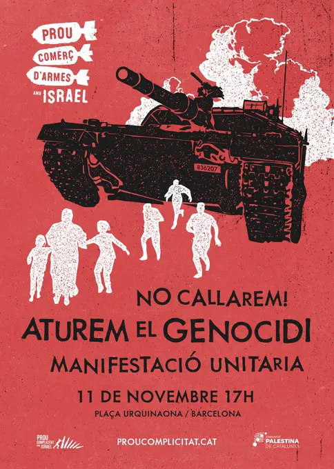 Cartel manifestación unitaria de Barcelona en apoyo al pueblo Palestino 11N
