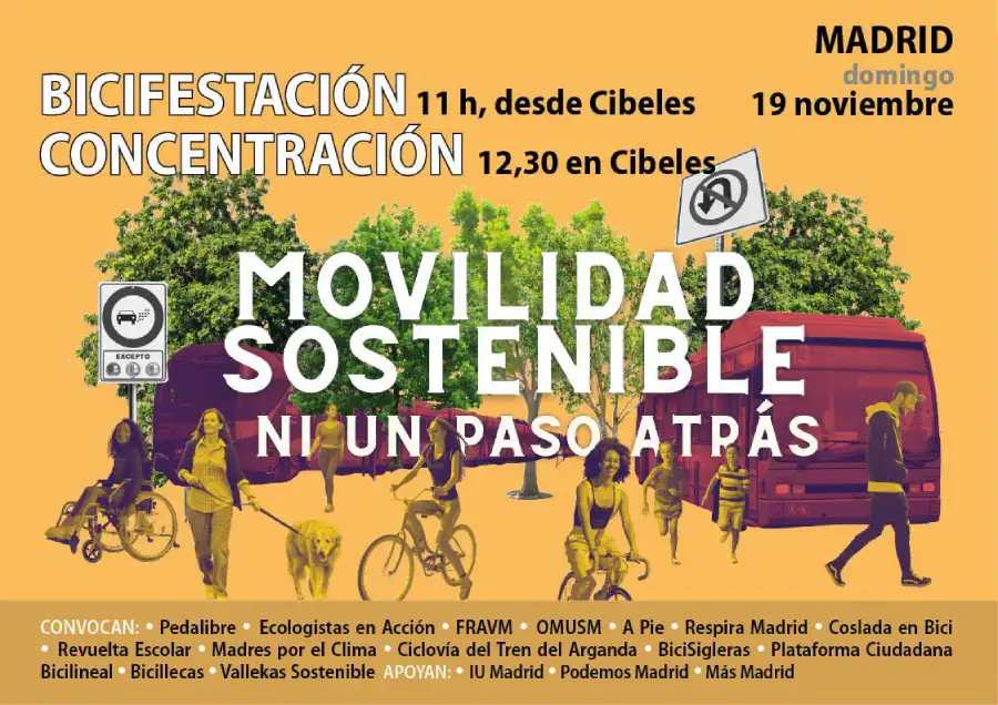 Cartel bicimanifestación 19N Movilidad sostenible