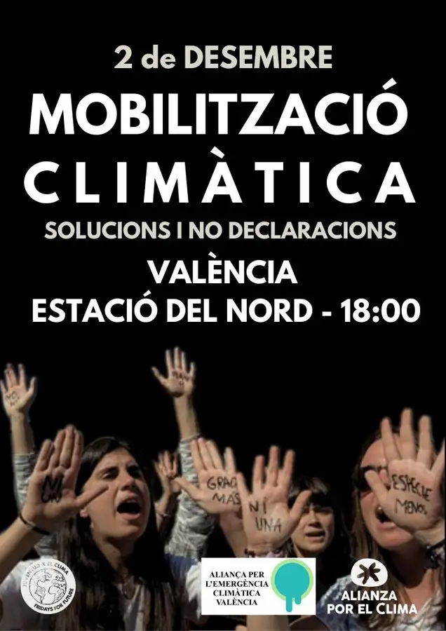 Cartel manifestación climática 2 de Diciembre Valencia Fridays for Future