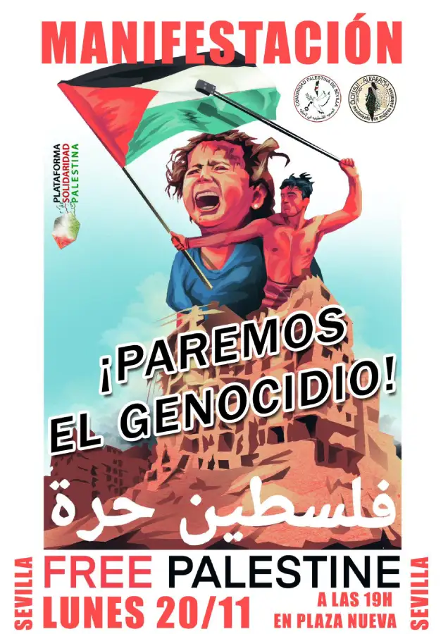 Cartel manifestación Paremos el genocidio de Sevilla