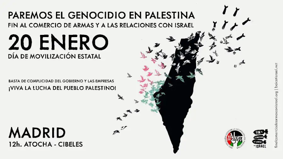 Cartel convocatoria Paremos el Genocidio 20 de Enero en Madrid