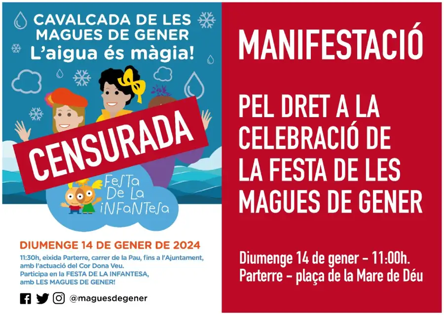 Cartel Manifestación Magas de Gener Valencia