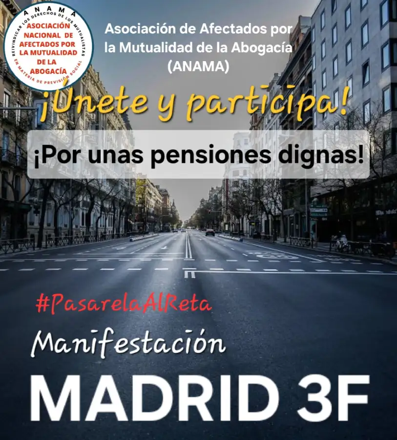 Cartel manifestación por la mutualidad en la abogacía 