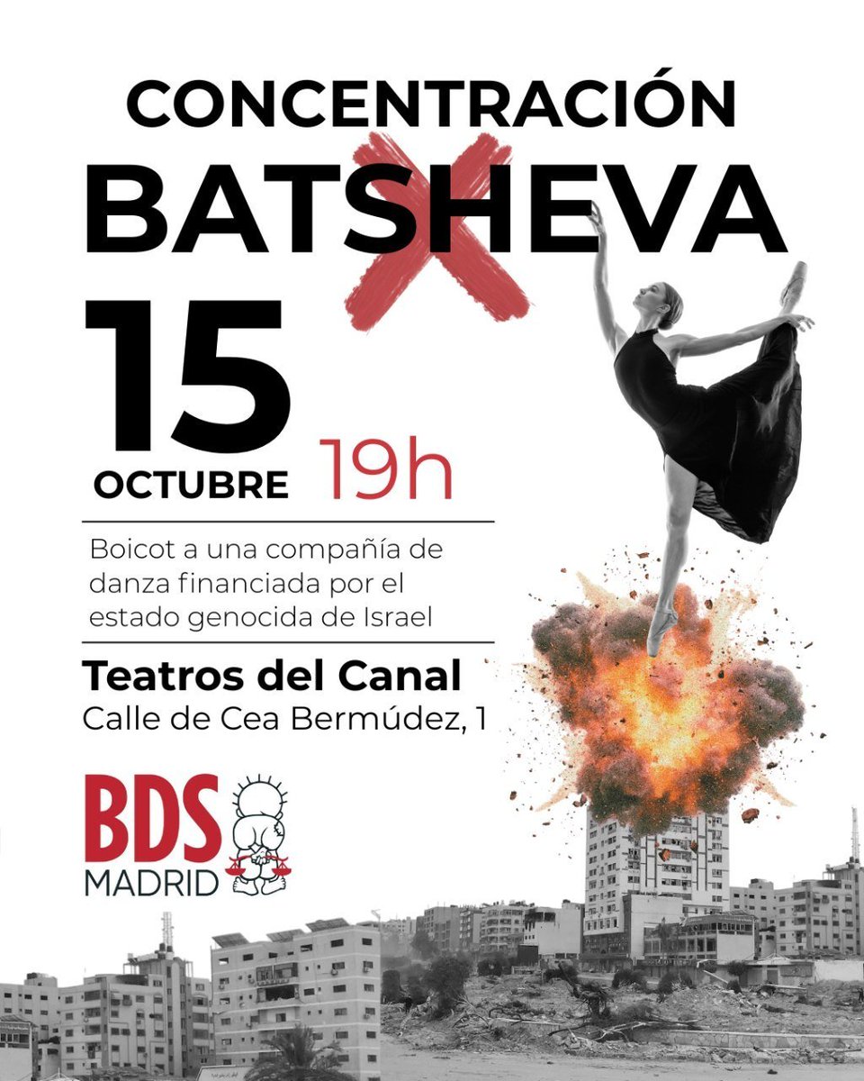 Cartel concentración Batsheva BDS Madrid 15 de octubre