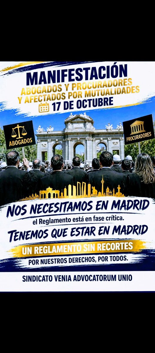 Cartel manifestación mutualistas abogados y procuradores 17 de octubre Madrid