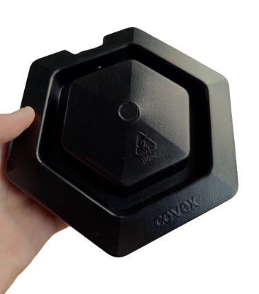 Covex hexagonal module in hand