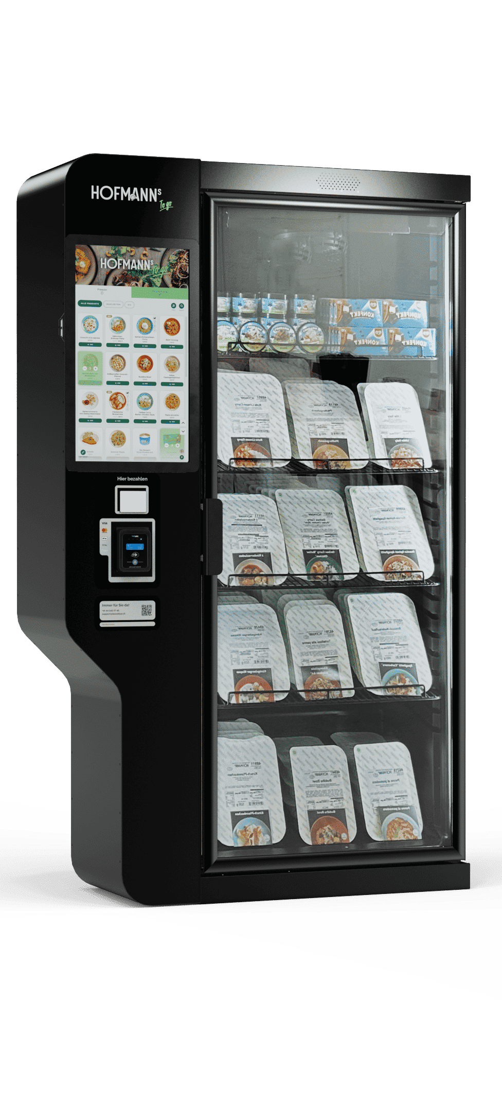 Der Hofmanns To Go Kühlschrank mit Produkten.