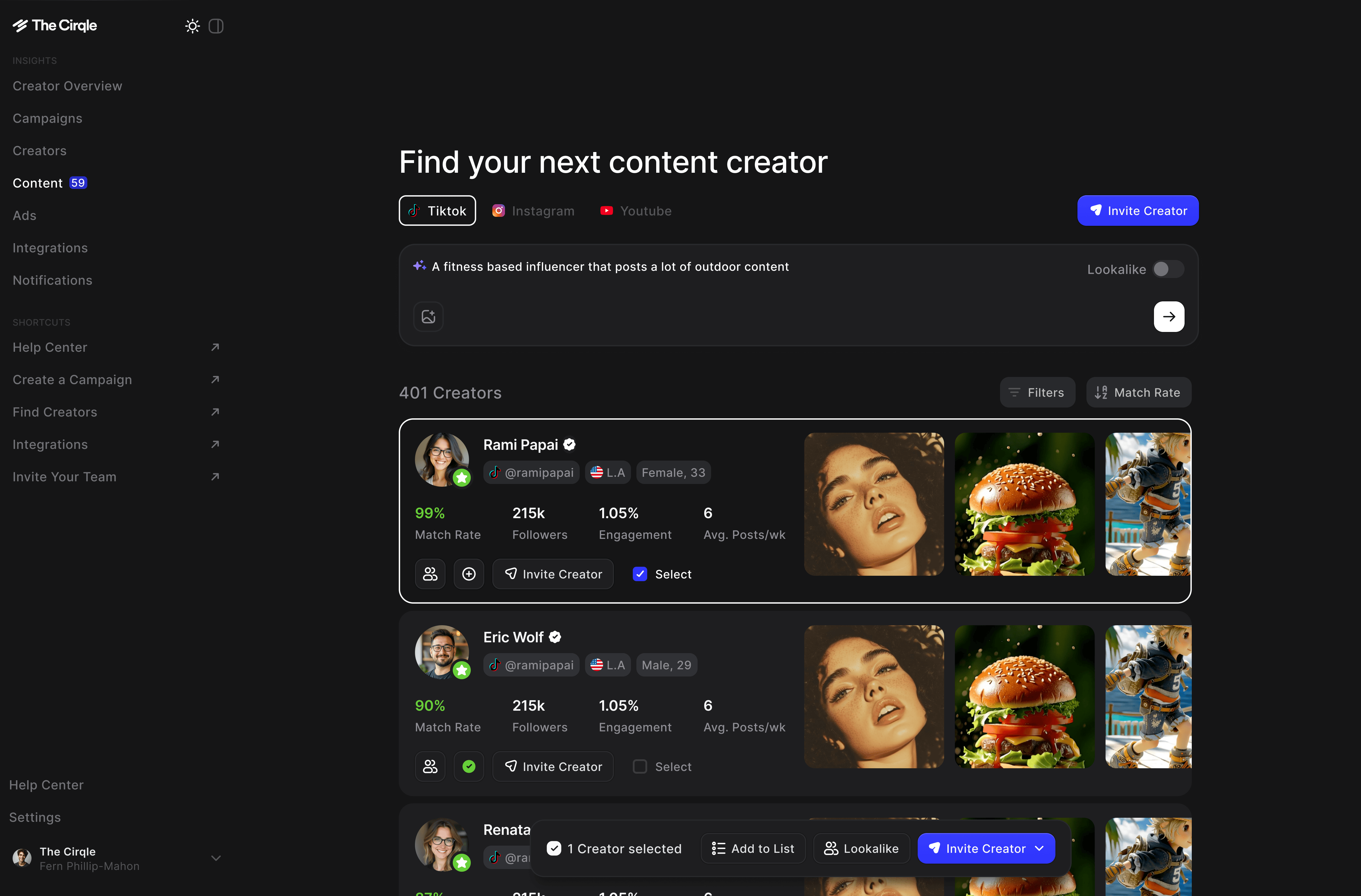 AI Creator Search screenshot