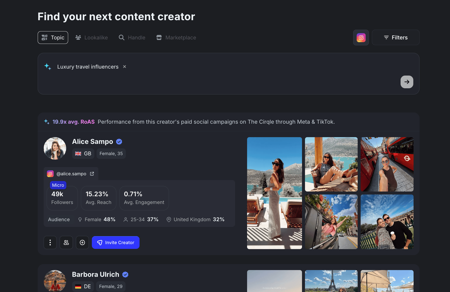 AI Creator Search screenshot