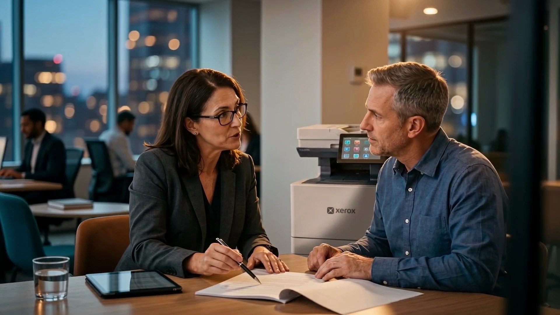 Office scene from the Xerox brand film