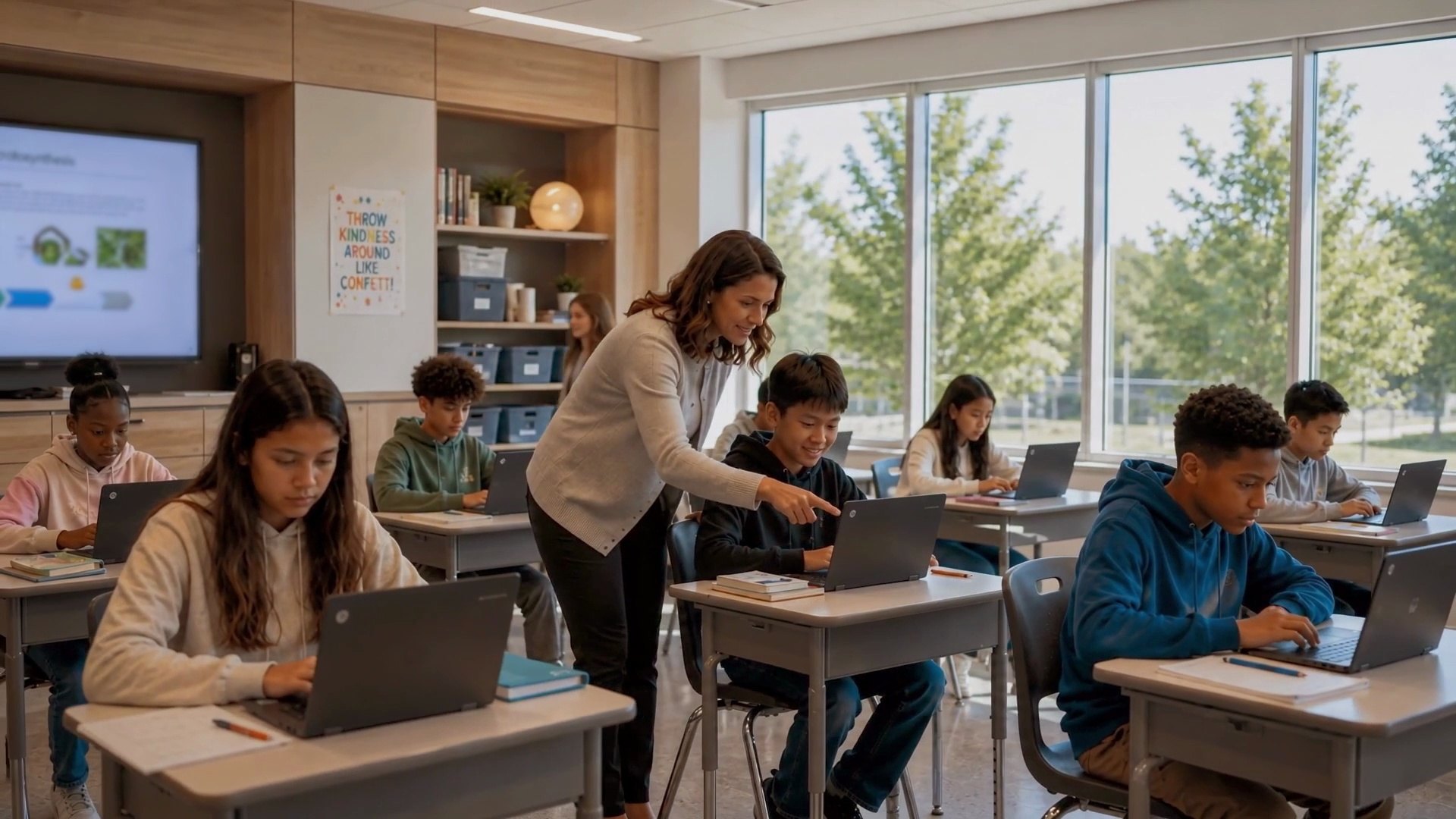 Classroom scene from the Xerox brand film