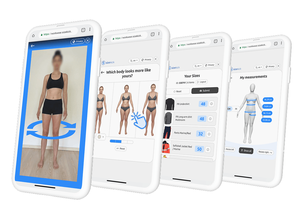Smartphone body scan for workwear sizing