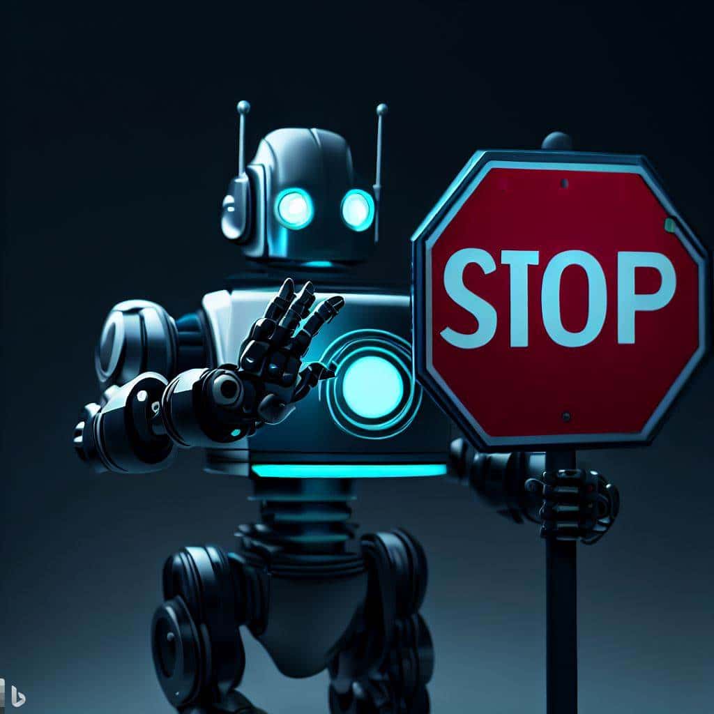 Robot with a stop sign