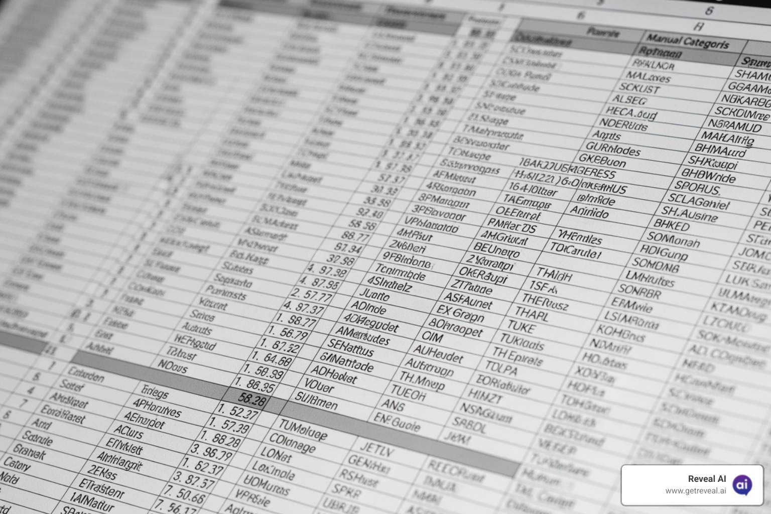 spreadsheet with manual coding categories showing the complexity - Open ended survey analysis