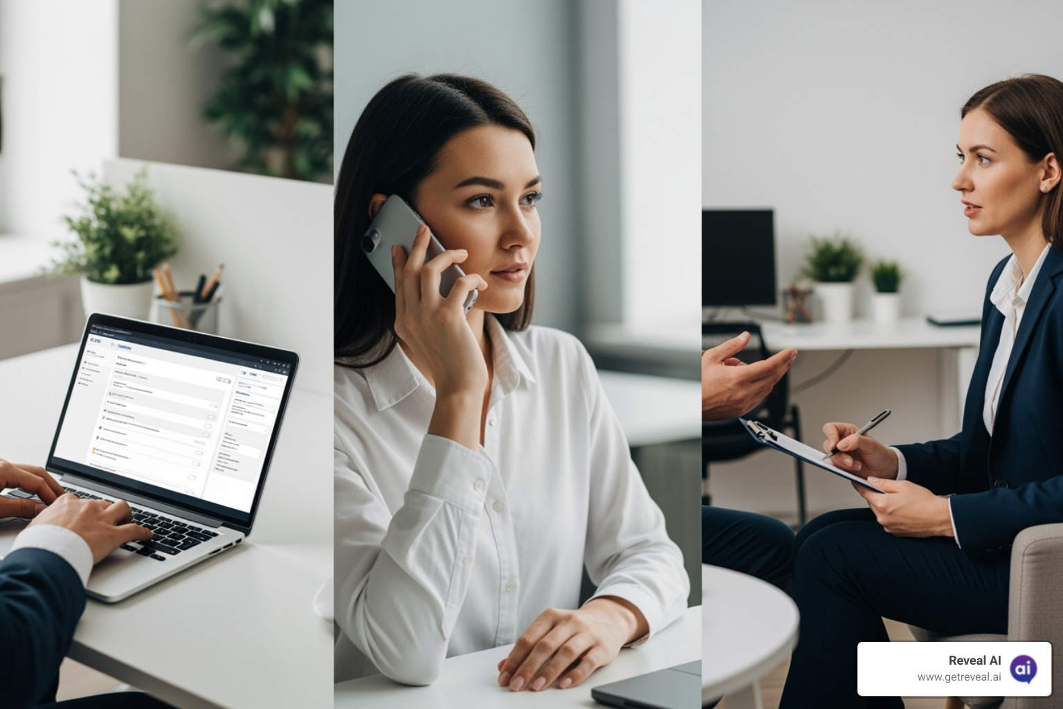 Different survey collection methods like a person on a laptop, a phone call, and a face-to-face interview - Survey research methods
